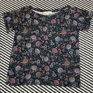 LOFT Kids Dark Floral Short Sleeve Boat Neck Tee